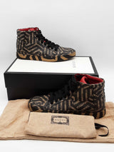 Gucci Gg Caleido Canvas Hi Top Sneakers Size 8 Eb0626rxde