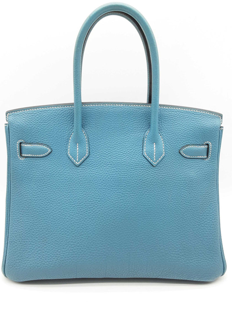 Hermes Birkin 30 Blue Jean Togo Palladium Handbag Do0623llxzxde