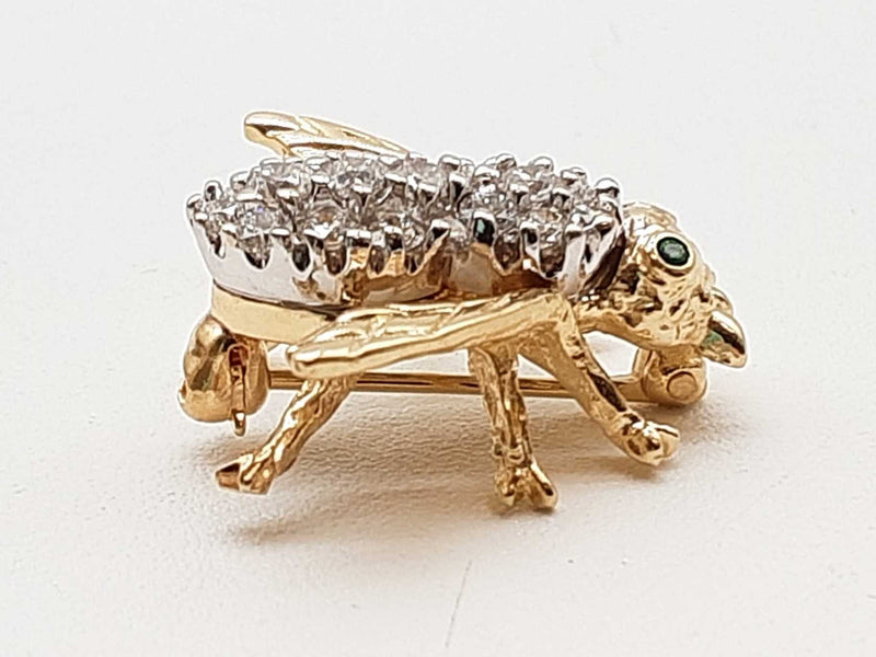 0.70 Cttw Diamonds 14k Two Tone Yellow White Gold 5.0g Bee Pin Do0425wexde