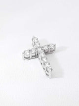 1.0 Cttw Diamond & 14k White Gold Cross Pendant 2.6 Grams Fw0826ixzdu
