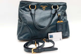 Prada Vitello Teal Leather Tote Bag Eb0526iixde