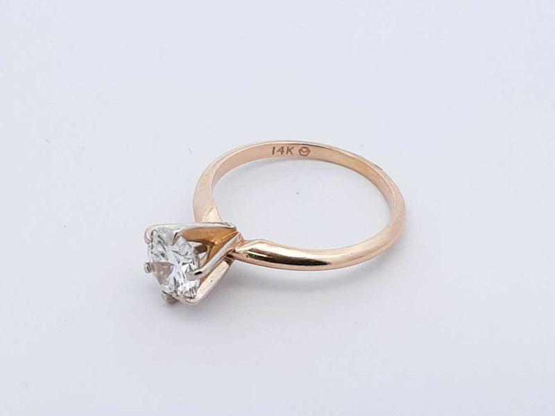 0.64 Cttw Diamond & 14k Yellow Gold Solitaire Ring 2 Grams Size 5 Fw0724ixzdu