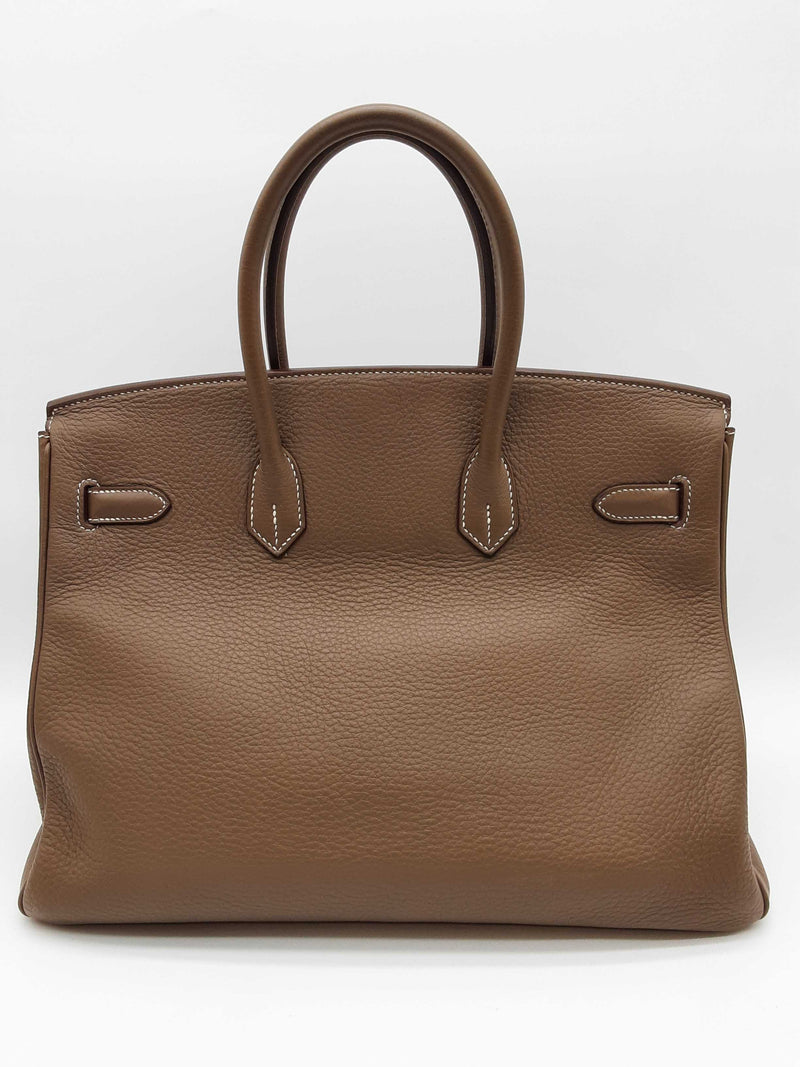 Hermes Birkin 35 Etoupe Gray Clemence Palladium Handbag Do0825srxzde