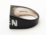 Alexander Mcqueen Graffiti Black Enamel Ring Size Us 10 Do0526ixde