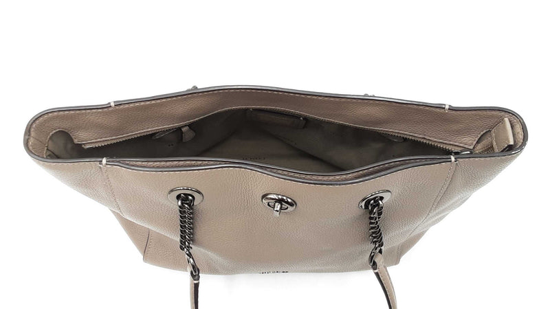Coach Turnlock Chain Tote In Grey Pebbled Leather Fw0925rzdu
