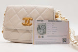 Chanel White Mini Flap Bag With Pearl Strap Sd0326erzde