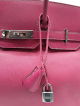 Hermes Birkin 35 Fuschia Pink Epsom Palladium Hardware Handbag Do0724crxzde