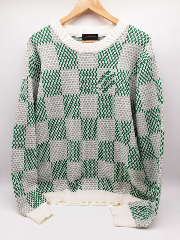 Louis Vuitton Green White Damier Sweatshirt Size L Do0425pxzde