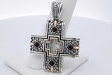 Konstantino Sterling Silver & 18k Gold Onyx Cross Pendant 25.2 Grams Eb0826wrxdu