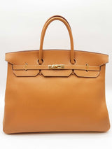 Hermes Birkin 40 Gold Tan Clemence Gold Hardware Handbag Do0424csxzde