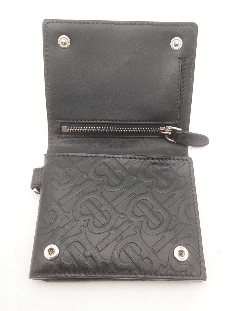 Burberry Monogram Trifold Embossed Black Wallet Sd0825lzxsa