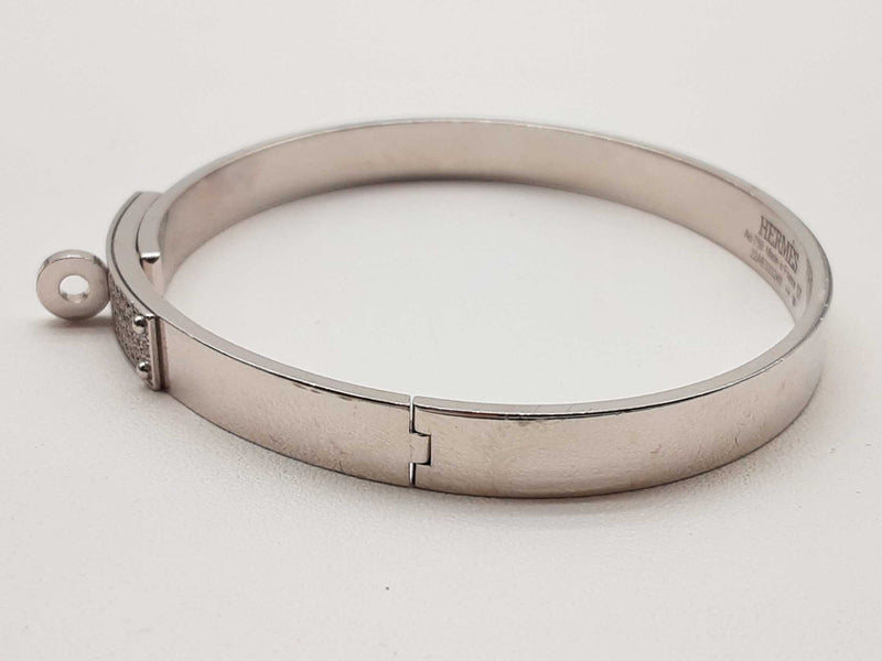 Hermes Kelly 18k White Gold 25.2g Diamond Bangle Bracelet 6.5 In Do0823szxzde