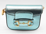 Gucci Light Blue Metallic Calfskin Super Mini Horsebit 1955 Shoulder Bag Sd0726przde