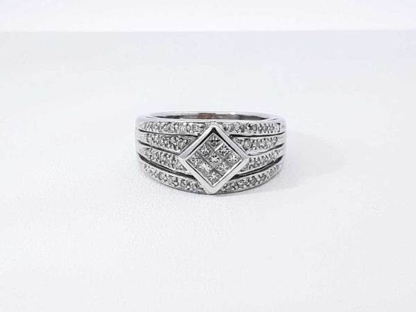 0.27 Cttw Diamond & 14k White Gold Rhombus Ring 5.6 Grams Size 4.5 Fw0925olxdu