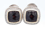 David Yurman Albion 925 Sterling Silver & 18k Yellow Gold Garnet Omega Back Earrings 17.8 Grams Eb1225lxzde