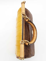 Dolce & Gabbana Sicily Brown Crocodile Yellow Eel Leather Crossbody Bag Do0325irxde