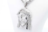 Diamond Jesus Pendant & Chain In 14k White Gold 42.6 Grams 20 Inch Eb1024loxzsa