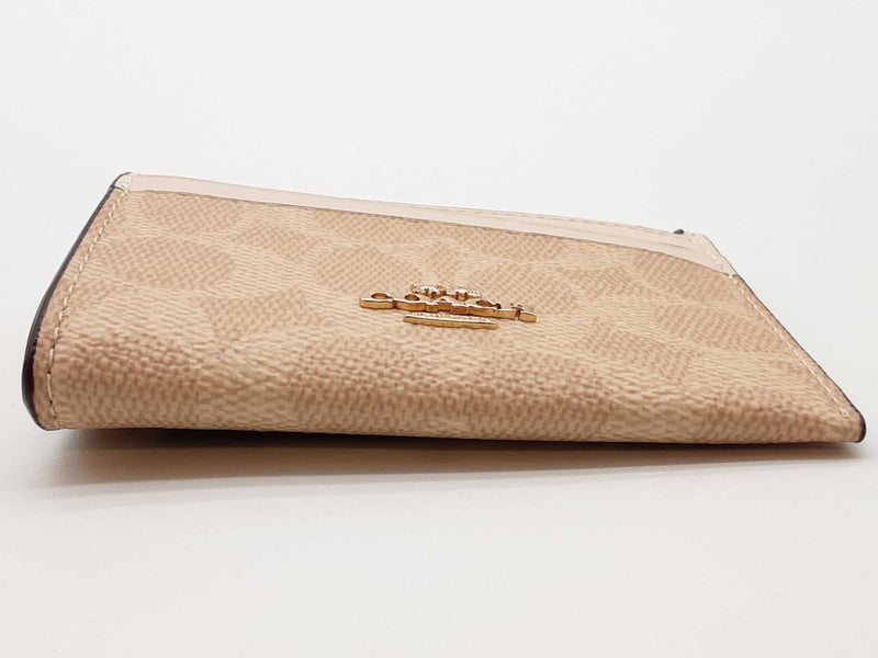 Coach Mini Skinny Sand Beige Signature Coated Canvas Id Case Do0325orde