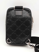 Gucci Embossed Black Leather Sling Bag Eb0326prxsa