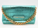 Tom Ford Label Mini Bag Metallic Lagoon Green Leather Handbag Do0926rrxde