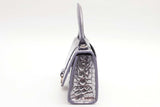 Balenciaga Mini Hourglass Metallic Lavender Croc Embossed Leather Bag Eb126wxzde