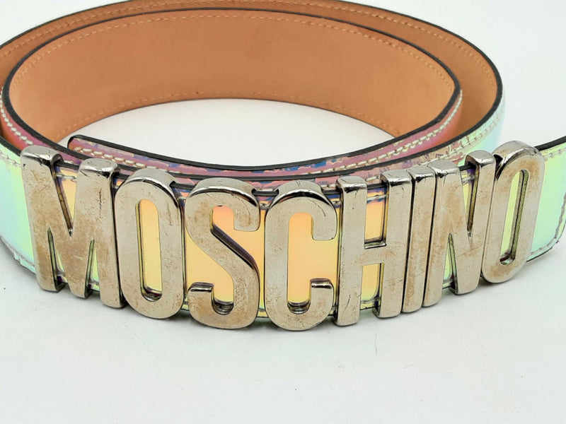 Moschino Iridescent Belt And Silver-tone Logo Buckle Fw0125lxzsa