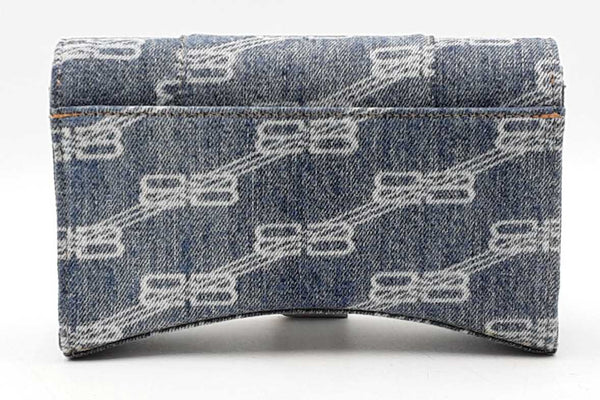 Balenciaga Denim Bb Monogram Hourglass Shoulder Bag Eb1025wrxdu