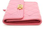 Chanel Pink Lambskin Boy Trifold Wallet Eb1225rrxde