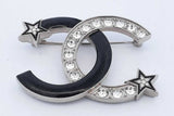 Chanel Cc Logo Strass Etoile Black Resin & Crystal Embellished Broach Eb426wxzde