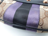 Gucci 129498 Mini Horsebit Tan Gg Canvas Purple Black Satin Clutch Do0925pxzde