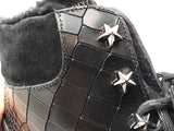 Jimmy Choo Inca Shearling Sneakers In Croc-embossed Leather Sz It 46 Fw0825loxdu