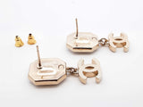 Chanel Octagon Crystal & Faux Pearl Cc Drop Stud Earrings Fw1225wrxdu