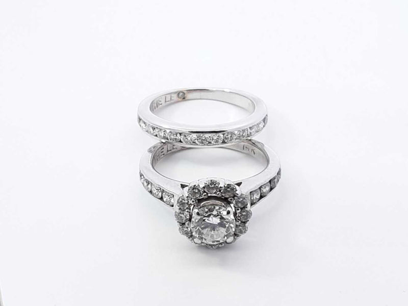 1.21 Cttw Diamond & 14k White Gold Halo Ring 5.2 Grams Size 3 Fw1025szxdu