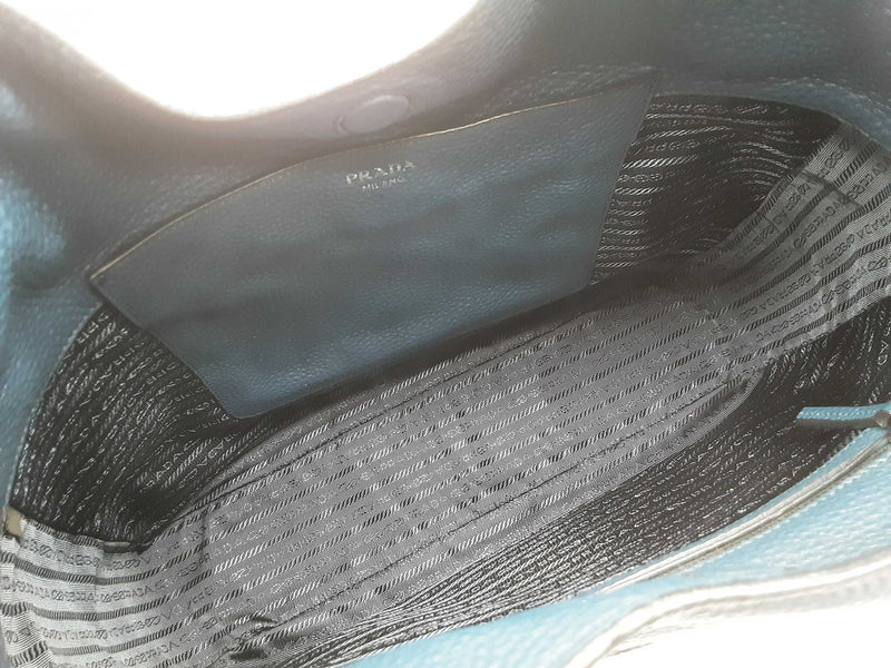 Prada Navy Blue Pebbled Leather Hobo Tote Bag Do0525rrxde