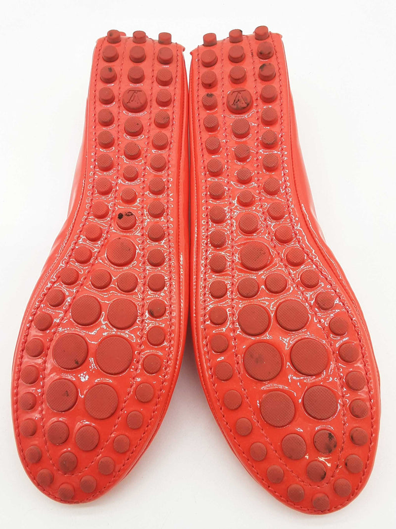 Louis Vuitton Red Orange Patent Leather Flats Size Eu 39.5 Do0925oxzde