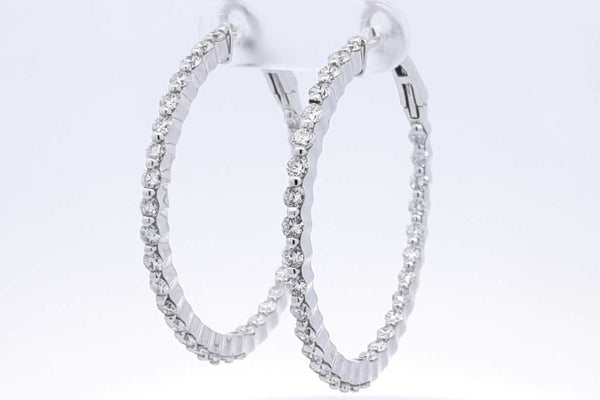 Approx. 2.48ctw Diamond Hoop Earrings In 14k White Gold 11.2 Grams Eb1124lxxzsa