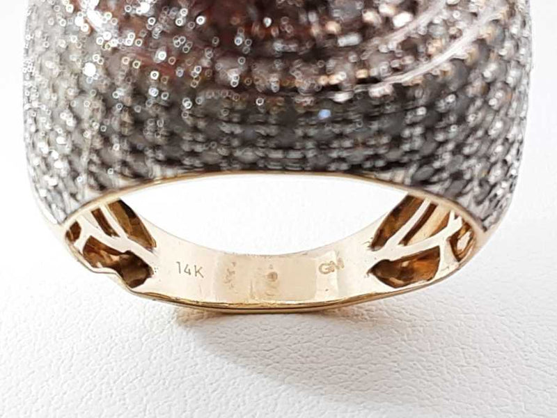 3.28 Cttw Diamond &14k Yellow Gold Pavé Dome Ring 12 Grams Size 9.5 Fw0925icrdu