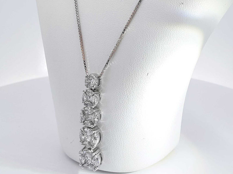2.10 Cttw Diamond 14k White Gold 6 Grams Pendant Chain 16 In Aa0925pzxsa