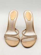 Rene Caovilla Cleo Satin Crystal Heels Size 38.5 Eb0425lxzsa