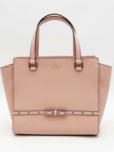 Kate Spade New York Pink Saffiano Leather Laurel Way Jeweled Hadlee Satchel Bag Eb1125rxsa