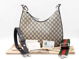 Gucci Attaché Shoulder Bag In Beige & Navy Gg Supreme Coated Canvas Fw0626erzdu