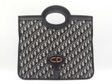 Christian Dior Foldover Clutch In Navy Blue Oblique Canvas & Leather Fw1225wrxdu