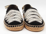 Tory Burch Ribbon Espadrille Black Shoes Size 7.5 Aa0726wzsa