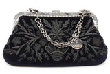 Gucci Navy Blue Velvet Embroidered Clutch Eb0926crxde