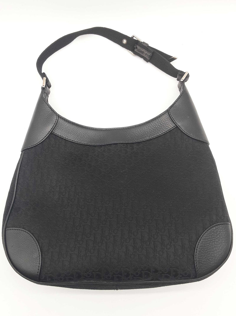 Christian Dior Black Oblique Canvas Hobo Shoulder Bag Do0425orxde