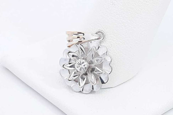0.05ctw Diamond Flower Pendant In 14k White Gold 1.9 Grams Eb0425sxsa