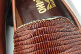 Salvatore Ferragamo Lizard Brown Leather Loafers Size 10 Eb0926rxsa