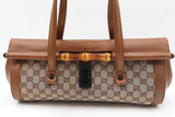 Gucci Gg Monogram Canvas Bamboo Bullet Satchel Bag Eb1225lerdu
