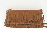 Yves Saint Laurent Suede Fringe Clutch Sd0625ocrsa