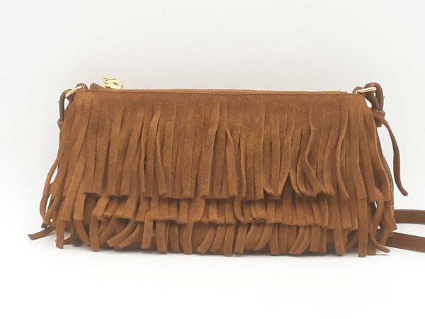 Yves Saint Laurent Suede Fringe Clutch Sd0625ocrsa